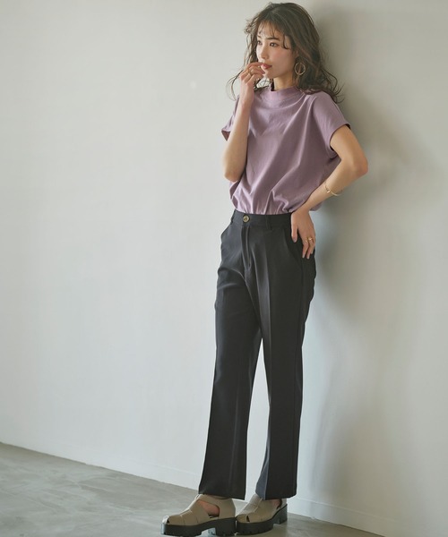 GeeRA（ジーラ）の「綿100％プチハイネックＴシャツ（Tシャツ/カットソー・レディース・ピンク/チャコール/ブラック/オフホワイト/ホワイト系その他/サンドグレー/ライトパープル・SMALL/XX-LARGE/LARGE/X-LARGE/MEDIUM）」の20枚目の写真