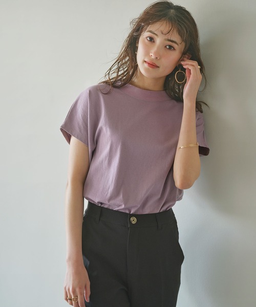 GeeRA（ジーラ）の「綿100％プチハイネックＴシャツ（Tシャツ/カットソー・レディース・ピンク/チャコール/ブラック/オフホワイト/ホワイト系その他/サンドグレー/ライトパープル・SMALL/XX-LARGE/LARGE/X-LARGE/MEDIUM）」の15枚目の写真