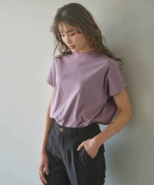 GeeRA（ジーラ）の「綿100％プチハイネックＴシャツ（Tシャツ/カットソー・レディース・ピンク/チャコール/ブラック/オフホワイト/ホワイト系その他/サンドグレー/ライトパープル・SMALL/XX-LARGE/LARGE/X-LARGE/MEDIUM）」の17枚目の写真