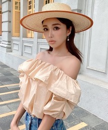 EIMY ISTOIRE | タックスリーブオフショルダートップス(シャツ/ブラウス)