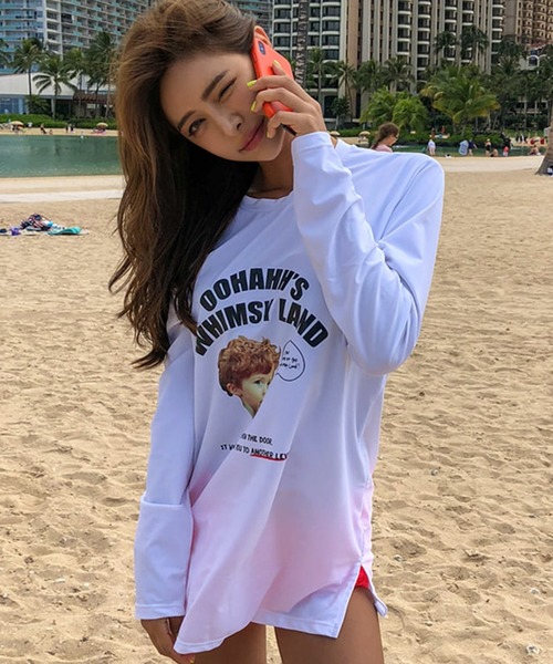 セール レディース水着 水着 着物 浴衣 Balibiki バリビキ のラッシュガード レディース水着 Balibiki バリビキ のファッション ラッシュガード ドロップショルダーオーバーサイズラッシュガード ラッシュガード