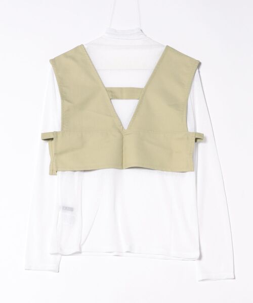 STYLEBLOCK（スタイルブロック）の「シアーフライストップス×ツイルビスチェセットアンサンブル（Tシャツ/カットソー・レディース・ホワイト/ブラック/ライム/ブラウン・M）」の7枚目の写真