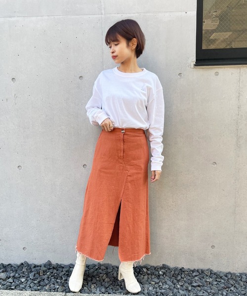 frunco（フランコ）の「フロントスリットアイラインロングスカート（スカート・レディース・ブラック/オレンジ/アイボリー・FREE）」の3枚目の写真