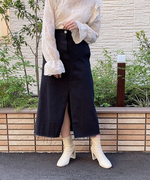 frunco（フランコ）の「フロントスリットアイラインロングスカート（スカート・レディース・ブラック/オレンジ/アイボリー・FREE）」の6枚目の写真