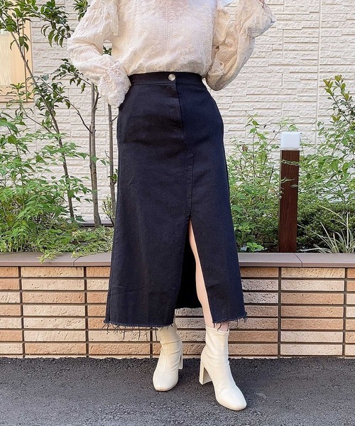 frunco（フランコ）の「フロントスリットアイラインロングスカート（スカート・レディース・ブラック/オレンジ/アイボリー・FREE）」の7枚目の写真