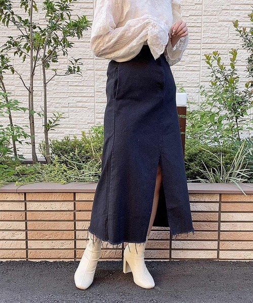 frunco（フランコ）の「フロントスリットアイラインロングスカート（スカート・レディース・ブラック/オレンジ/アイボリー・FREE）」の8枚目の写真