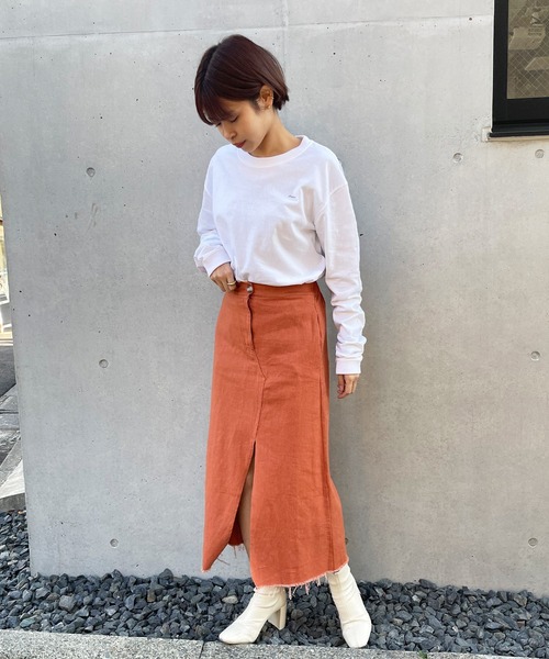 frunco（フランコ）の「フロントスリットアイラインロングスカート（スカート・レディース・ブラック/オレンジ/アイボリー・FREE）」の14枚目の写真