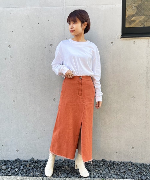 frunco（フランコ）の「フロントスリットアイラインロングスカート（スカート・レディース・ブラック/オレンジ/アイボリー・FREE）」の13枚目の写真