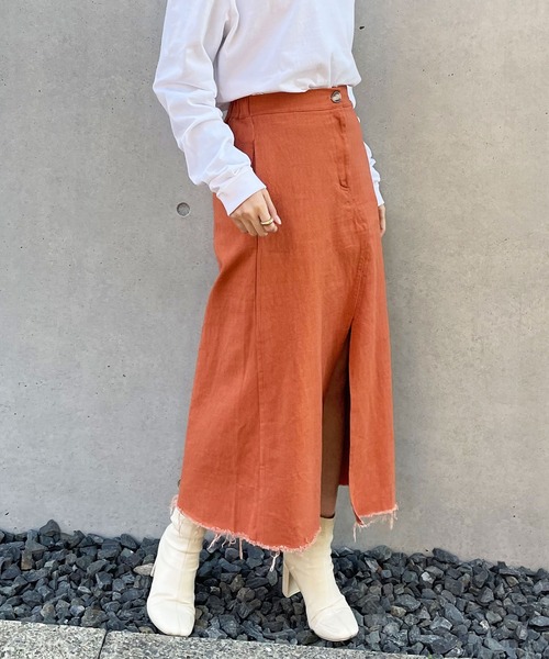 frunco（フランコ）の「フロントスリットアイラインロングスカート（スカート・レディース・ブラック/オレンジ/アイボリー・FREE）」の12枚目の写真