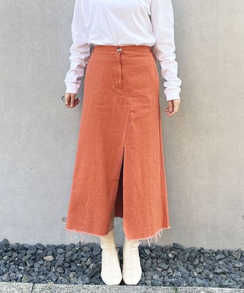 frunco（フランコ）の「フロントスリットアイラインロングスカート（スカート・レディース・ブラック/オレンジ/アイボリー・FREE）」の11枚目の写真