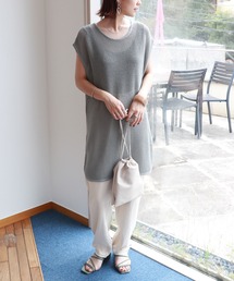 ベルト付きメッシュニットベスト