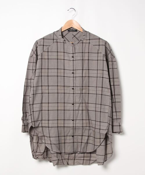 AMERICAN HOLIC（アメリカンホリック）の「ドロップショルダーバンドカラーシャツチュニック　＊（Tシャツ/カットソー・レディース・その他5/ストライプ/チェック/ハウンドトゥース・FREE）」の6枚目の写真