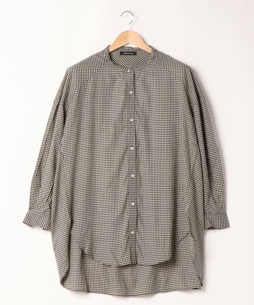 AMERICAN HOLIC（アメリカンホリック）の「ドロップショルダーバンドカラーシャツチュニック　＊（Tシャツ/カットソー・レディース・その他5/ストライプ/チェック/ハウンドトゥース・FREE）」の8枚目の写真