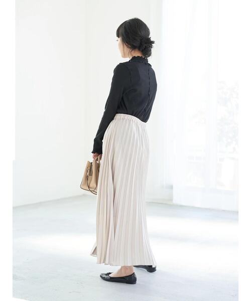 earth music&ecology(アースミュージックアンドエコロジー)の「スエードサテンプリーツスカート *(スカート・レディース・ブラック/ダークブルー/ホワイト系その他2/テラコッタ・FREE)」の9枚目の写真