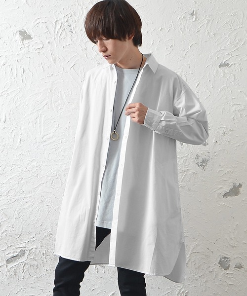 MinoriTY(マイノリティ)の「メンズ長袖ブロードビッグシルエットロングレギュラーシャツ(シャツ/ブラウス・メンズ・ホワイト/ストライプ/ブラック・L/M)」の10枚目の写真