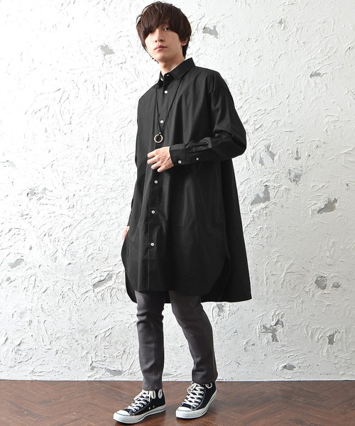 MinoriTY(マイノリティ)の「メンズ長袖ブロードビッグシルエットロングレギュラーシャツ(シャツ/ブラウス・メンズ・ホワイト/ストライプ/ブラック・L/M)」の19枚目の写真