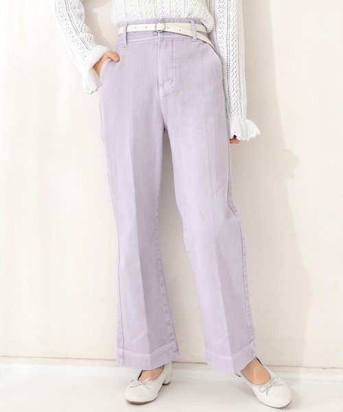 one after another NICE CLAUP（ワンアフターアナザーナイスクラップ）の「ベルト付アソートデニムパンツ（デニムパンツ・レディース・ライトブルー/ネイビー/アイボリー/ラベンダー・SMALL/MEDIUM）」の4枚目の写真