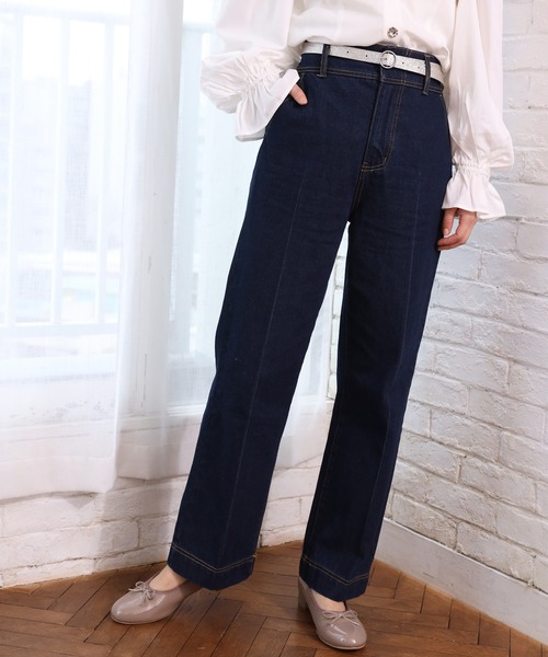 one after another NICE CLAUP（ワンアフターアナザーナイスクラップ）の「ベルト付アソートデニムパンツ（デニムパンツ・レディース・ライトブルー/ネイビー/アイボリー/ラベンダー・SMALL/MEDIUM）」の3枚目の写真