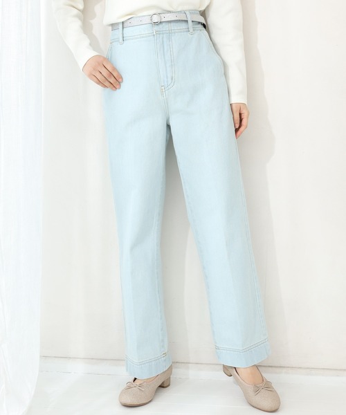 one after another NICE CLAUP（ワンアフターアナザーナイスクラップ）の「ベルト付アソートデニムパンツ（デニムパンツ・レディース・ライトブルー/ネイビー/アイボリー/ラベンダー・SMALL/MEDIUM）」の2枚目の写真