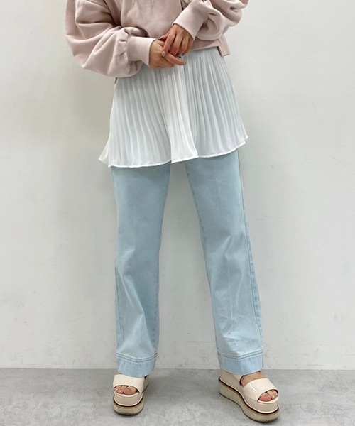 one after another NICE CLAUP（ワンアフターアナザーナイスクラップ）の「ベルト付アソートデニムパンツ（デニムパンツ・レディース・ライトブルー/ネイビー/アイボリー/ラベンダー・SMALL/MEDIUM）」の11枚目の写真