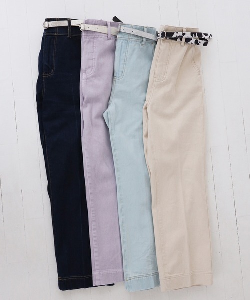 one after another NICE CLAUP（ワンアフターアナザーナイスクラップ）の「ベルト付アソートデニムパンツ（デニムパンツ・レディース・ライトブルー/ネイビー/アイボリー/ラベンダー・SMALL/MEDIUM）」の19枚目の写真