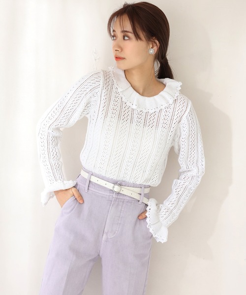 one after another NICE CLAUP（ワンアフターアナザーナイスクラップ）の「ベルト付アソートデニムパンツ（デニムパンツ・レディース・ライトブルー/ネイビー/アイボリー/ラベンダー・SMALL/MEDIUM）」の12枚目の写真