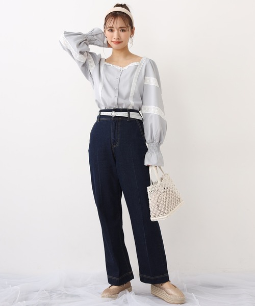 one after another NICE CLAUP（ワンアフターアナザーナイスクラップ）の「ベルト付アソートデニムパンツ（デニムパンツ・レディース・ライトブルー/ネイビー/アイボリー/ラベンダー・SMALL/MEDIUM）」の8枚目の写真