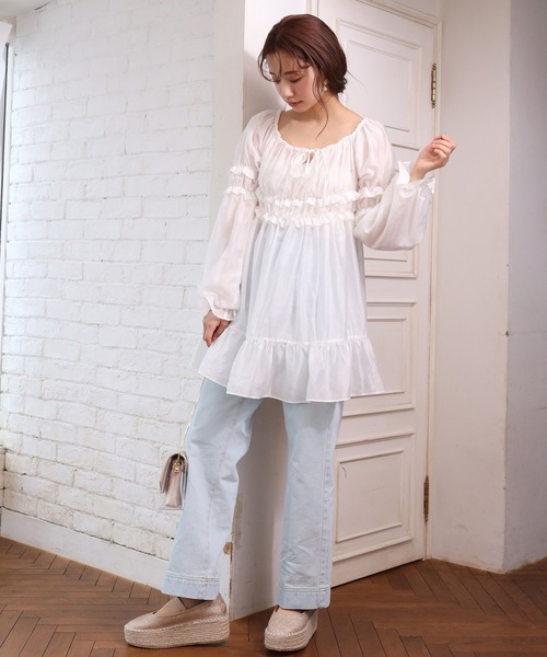 one after another NICE CLAUP（ワンアフターアナザーナイスクラップ）の「ベルト付アソートデニムパンツ（デニムパンツ・レディース・ライトブルー/ネイビー/アイボリー/ラベンダー・SMALL/MEDIUM）」の7枚目の写真