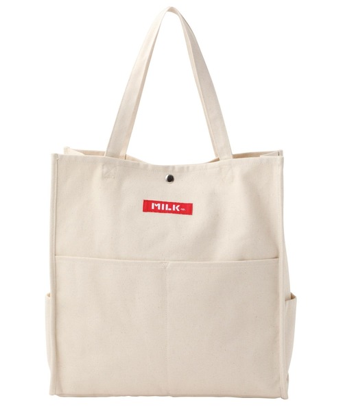 MILKFED.（ミルクフェド）の「PIPING SQUARE TOTE COOPER LOGO /A4収納 キャンバストートバッグ/ショルダーバッグ（トートバッグ・レディース・ホワイト/ブラック/ベージュ/レッド/ピンク・ONE SIZE）」の8枚目の写真