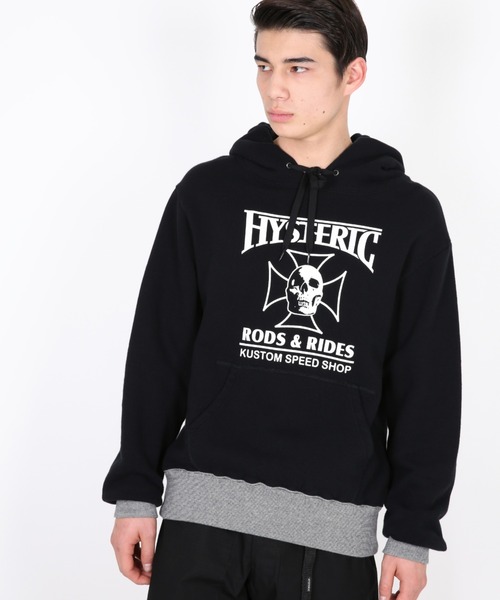 HYSTERIC GLAMOUR（ヒステリックグラマー）の「HYS RODS&RIDES パーカー（パーカー・メンズ・チャコールグレー/ブラック・SMALL/MEDIUM/LARGE）」の3枚目の写真