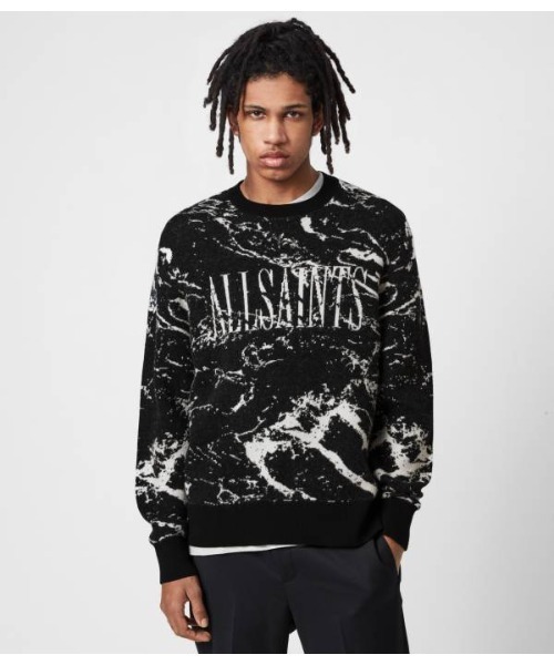 ALLSAINTS(オールセインツ)の「MARBLE SAINTS CREW JUMPER | MARBLE SAINTS クルー ニット・セーター(ニット/セーター・メンズ・ブラック・S/M/XS)」の1枚目の写真