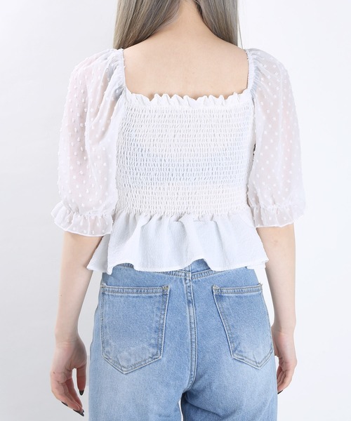 WC（ダブル シー）の「WC/ドットチュールトップス（シャツ/ブラウス・レディース・ブラック/ホワイト/ライトパープル・FREE）」の12枚目の写真