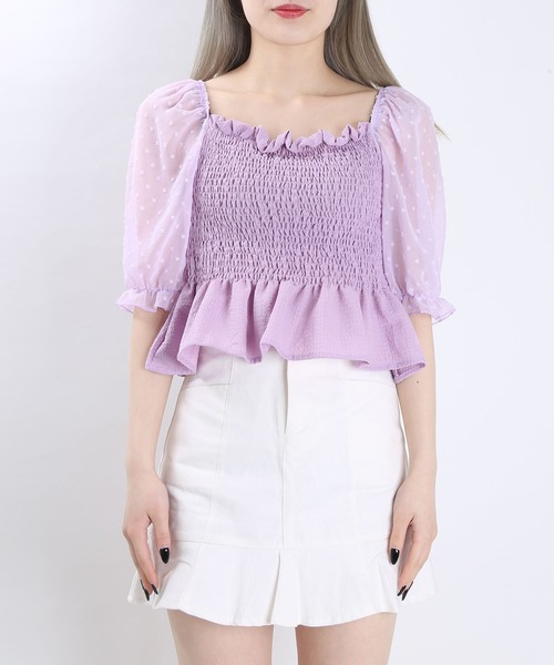 WC（ダブル シー）の「WC/ドットチュールトップス（シャツ/ブラウス・レディース・ブラック/ホワイト/ライトパープル・FREE）」の16枚目の写真