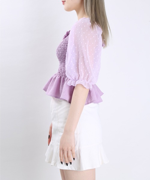 WC（ダブル シー）の「WC/ドットチュールトップス（シャツ/ブラウス・レディース・ブラック/ホワイト/ライトパープル・FREE）」の17枚目の写真