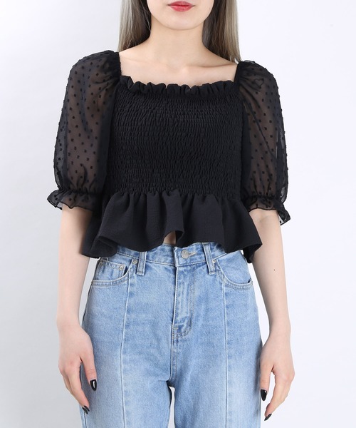 WC（ダブル シー）の「WC/ドットチュールトップス（シャツ/ブラウス・レディース・ブラック/ホワイト/ライトパープル・FREE）」の13枚目の写真