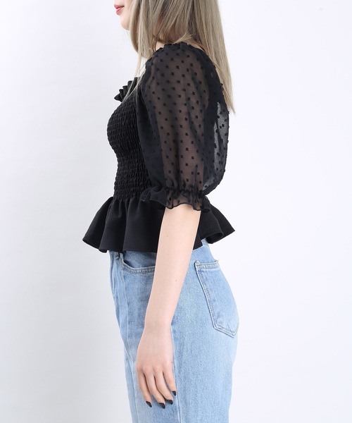 WC（ダブル シー）の「WC/ドットチュールトップス（シャツ/ブラウス・レディース・ブラック/ホワイト/ライトパープル・FREE）」の14枚目の写真