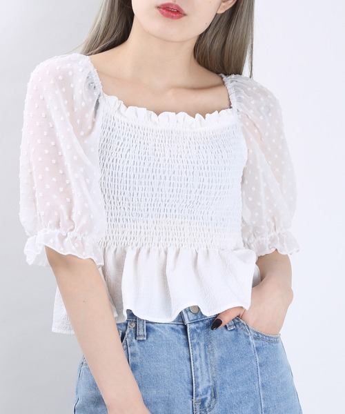 WC（ダブル シー）の「WC/ドットチュールトップス（シャツ/ブラウス・レディース・ブラック/ホワイト/ライトパープル・FREE）」の8枚目の写真