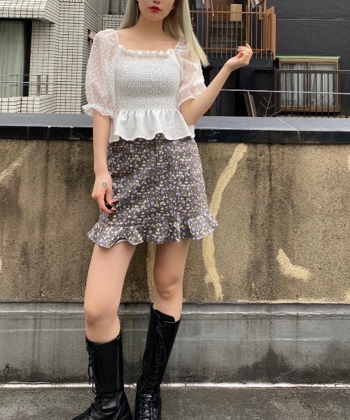 WC（ダブル シー）の「WC/ドットチュールトップス（シャツ/ブラウス・レディース・ブラック/ホワイト/ライトパープル・FREE）」の4枚目の写真