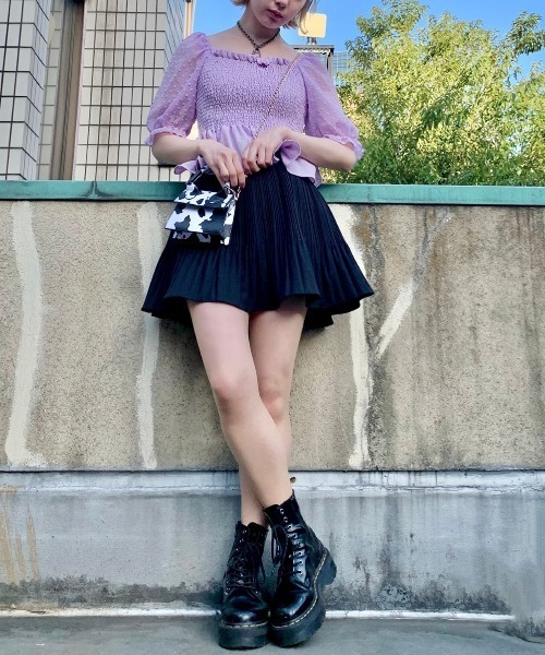 WC（ダブル シー）の「WC/ドットチュールトップス（シャツ/ブラウス・レディース・ブラック/ホワイト/ライトパープル・FREE）」の6枚目の写真