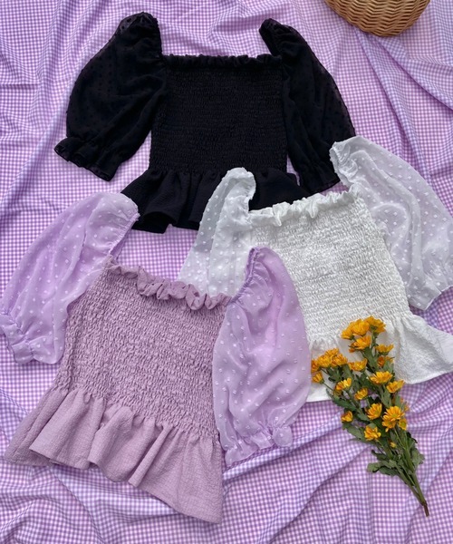 WC（ダブル シー）の「WC/ドットチュールトップス（シャツ/ブラウス・レディース・ブラック/ホワイト/ライトパープル・FREE）」の22枚目の写真