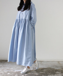 MODE ROBE | ギャザーロングシャツワンピース(シャツワンピース)