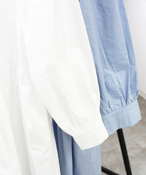 MODE ROBE（モードローブ）の「ギャザーロングシャツワンピース（シャツワンピース・レディース・ブルー/ホワイト・FREE）」の17枚目の写真