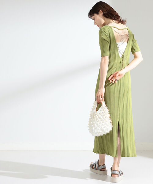 Ray BEAMS(レイビームス)の「Ray BEAMS / リブ バック レースアップ ワンピース(ワンピース・レディース・ブラック/ダークブラウン/グリーン系その他3・ONE SIZE)」の3枚目の写真