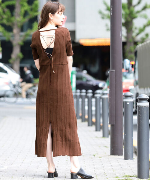 Ray BEAMS(レイビームス)の「Ray BEAMS / リブ バック レースアップ ワンピース(ワンピース・レディース・ブラック/ダークブラウン/グリーン系その他3・ONE SIZE)」の12枚目の写真