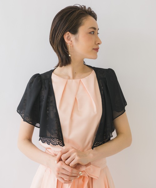 KATHARINE ROSS(キャサリンロス)の「【KATHARINE ROSS】●結婚式 レース×シフォン リバーシブルボレロ(ドレス・レディース・ブラック・MEDIUM)」の1枚目の写真