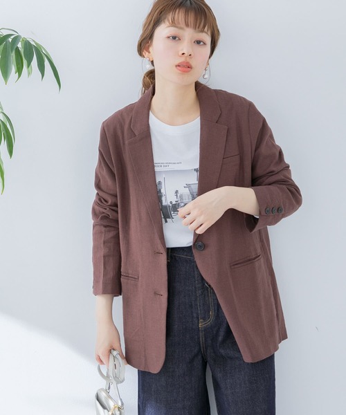 URBAN RESEARCH Sonny Label(アーバンリサーチサニーレーベル)の「リネンジャケット(SETUP対応)(テーラードジャケット・レディース・ブラウン/アイボリー・FREE)」の19枚目の写真