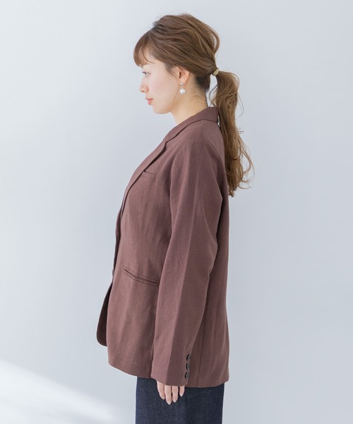 URBAN RESEARCH Sonny Label(アーバンリサーチサニーレーベル)の「リネンジャケット(SETUP対応)(テーラードジャケット・レディース・ブラウン/アイボリー・FREE)」の5枚目の写真