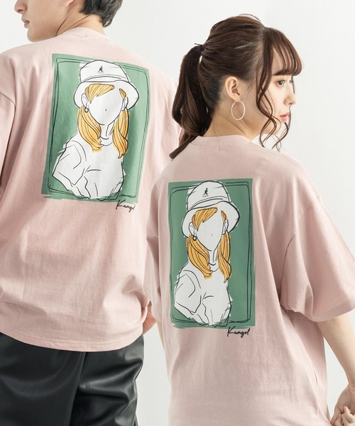 Rocky Monroe(ロッキーモンロー)の「KANGOL カンゴール 別注 オーバーサイズ イラスト グラフィックバックプリントT(Tシャツ/カットソー・メンズ・ブラウン/グレイッシュベージュ/グリーン/オフホワイト/ピンク/パープル/サックスブルー/ブラック・M/S/L/XL)」の8枚目の写真