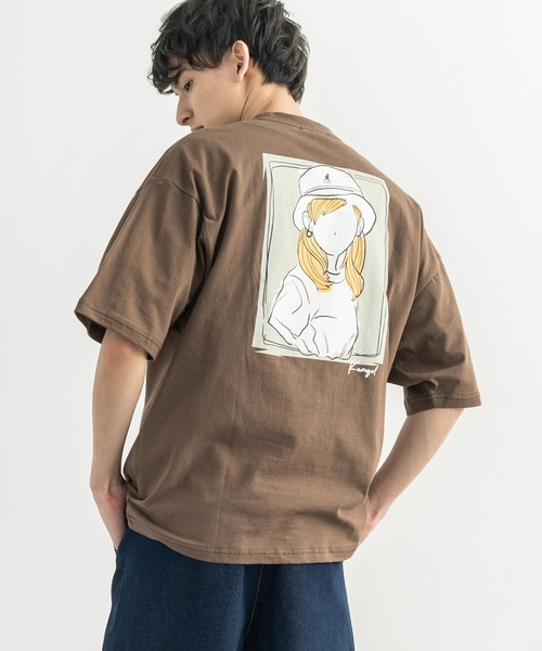 Rocky Monroe(ロッキーモンロー)の「KANGOL カンゴール 別注 オーバーサイズ イラスト グラフィックバックプリントT(Tシャツ/カットソー・メンズ・ブラウン/グレイッシュベージュ/グリーン/オフホワイト/ピンク/パープル/サックスブルー/ブラック・M/S/L/XL)」の16枚目の写真