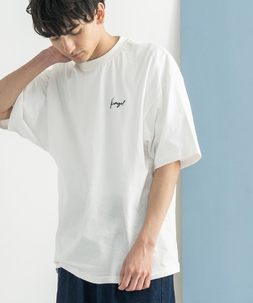 Rocky Monroe(ロッキーモンロー)の「KANGOL カンゴール 別注 オーバーサイズ イラスト グラフィックバックプリントT(Tシャツ/カットソー・メンズ・ブラウン/グレイッシュベージュ/グリーン/オフホワイト/ピンク/パープル/サックスブルー/ブラック・M/S/L/XL)」の10枚目の写真